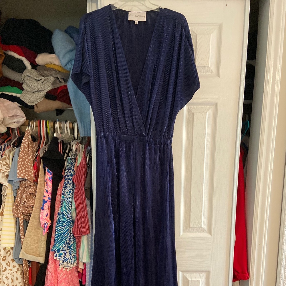 Navy sparkly ribbed jumpsuit